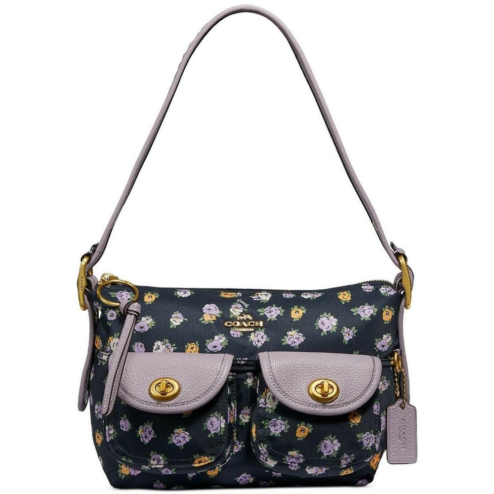 COACH Vintage Rose Print Nylon Cargo Shoulder Bag